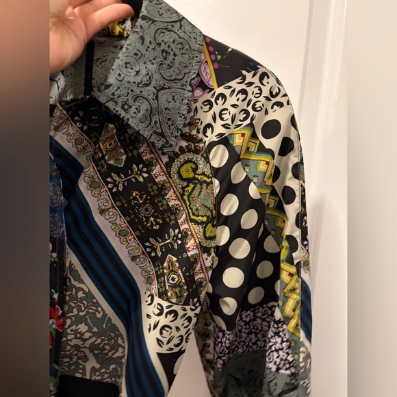 ETRO Milano Colorful Patchwork Belted Trench Coat - Picture 12 of 16